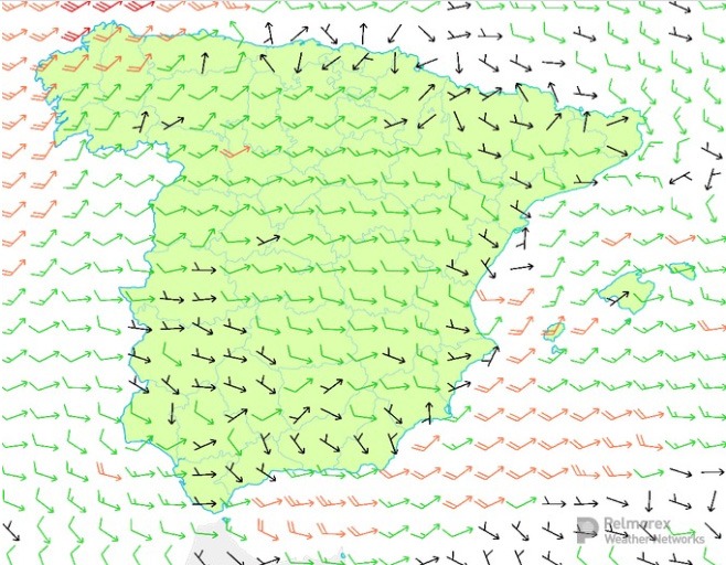 Mapa de vientos. Meteorología para pesca